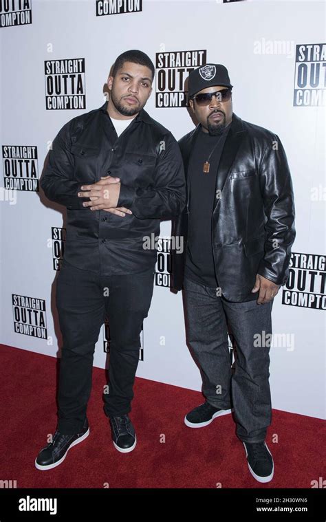 Oshea Jackson Jr And Ice Cube Right Arrive At The Straight Outta Compton Special Screening At