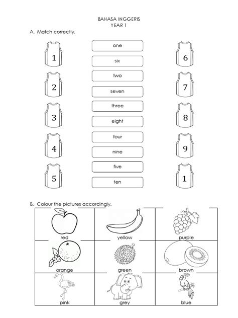bahasa inggeris year   match correctly