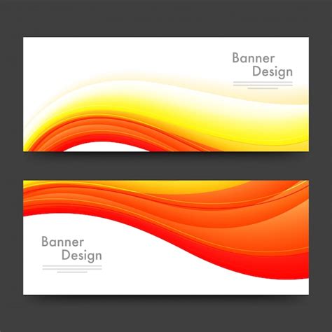 Encabezados de sitios web o diseño de banners con ondas Vector Premium