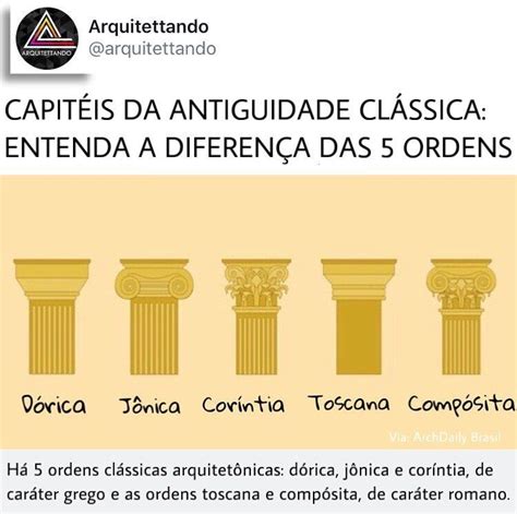 ARQUITETTANDO on Instagram Há 5 ordens clássicas arquitetônicas