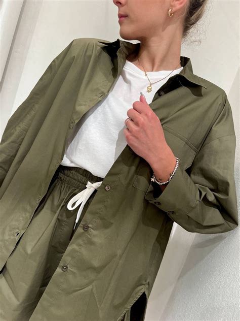 Camicia Over In Cotone Verde Militare Vicolo Scintille Store