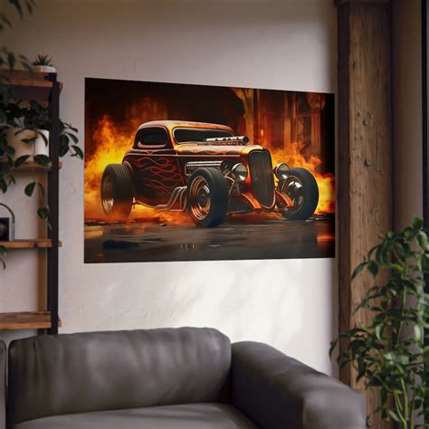 Classic Hot Rod Wall Poster Old School Car Wall Art Vintage Car Print