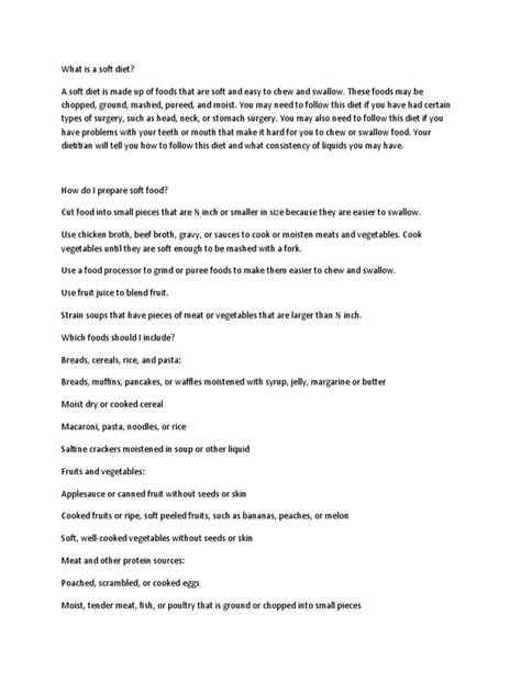 depth guide   soft mechanical diet foods  include