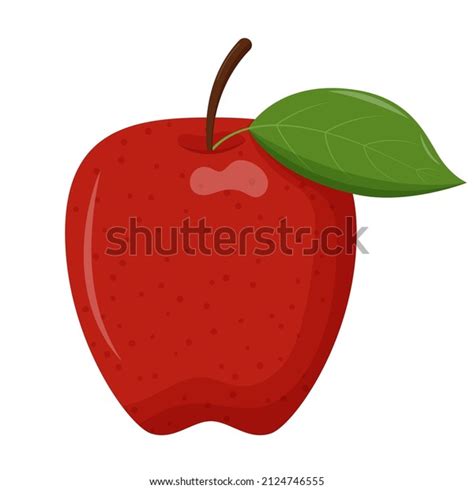 Whole Red Apple Green Leaf Isolated Stock Vector Royalty Free