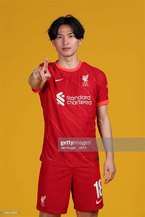 Takumi Minamino Of Liverpool Poses During The UEFA Champions League