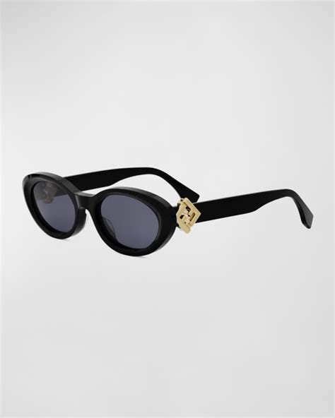 Fendi Round Crystal Trim Metal Sunglasses Neiman Marcus