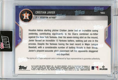 ミントモール MINT 新宿店 2022 TOPPS NOW Autographs 7IP13K Cristian Javier