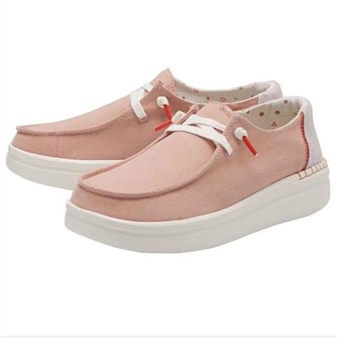 Hey Dude Shoes Womens Wendy Rise Platform Shoes In Chambray Rose In 2022 Hey Dude Shoes Women