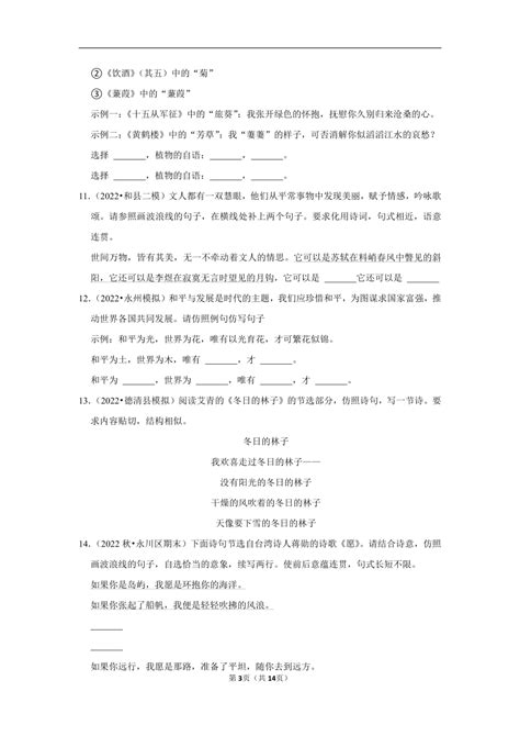 2023年中考语文复习开放性试题汇编之仿写型（含解析）21世纪教育网 二一教育