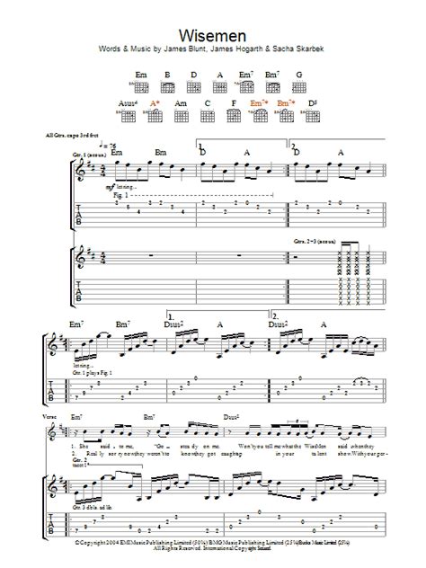 Wisemen by James Blunt - Guitar Tab - Guitar Instructor