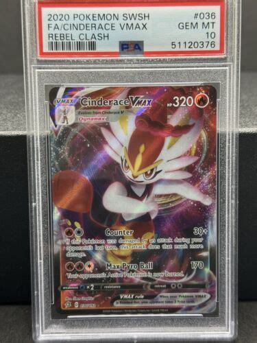 2020 Rebel Clash 36 Cinderace Vmax Full Art Psa 10 Ebay