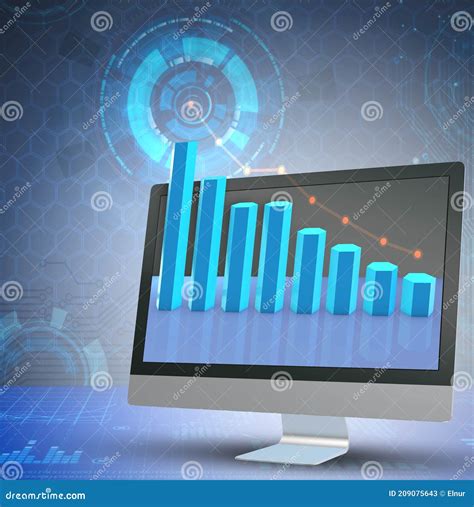 The Illustration With Business Charts 3d Rendering Stock Illustration