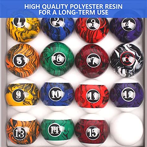 Vssal Billiard Balls Set Pool Table Balls Marble Swirl Style 16 Ball Set