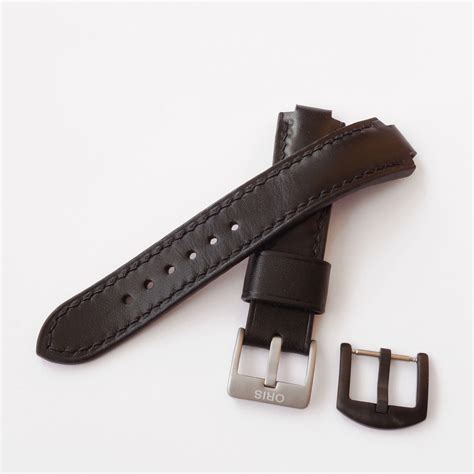 Black Watch Strap for ORIS Aquis, genuine leather watchband - Inspire ...