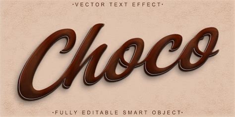 Choco Brown Vector Effet de texte d objet intelligent entièrement