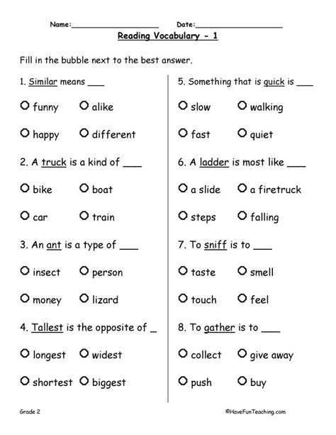 Esl Practice Test Worksheets