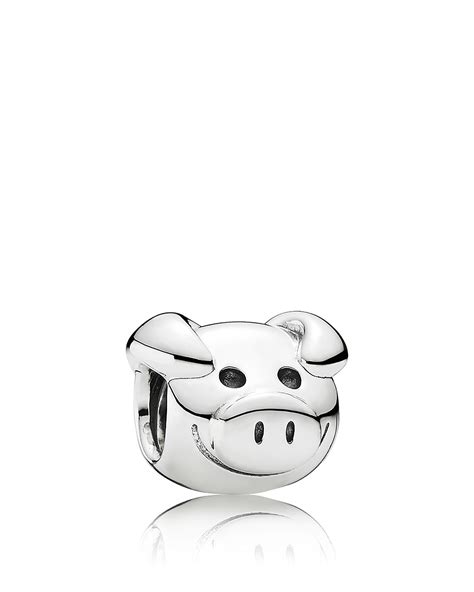 PANDORA Charm - Sterling Silver Playful Pig, Moments Collection ...