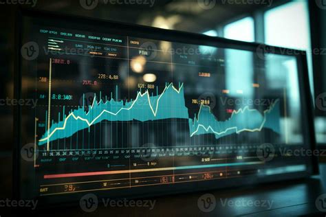 Abstract Glowing Forex Chart Interface On Blurry Night City Background