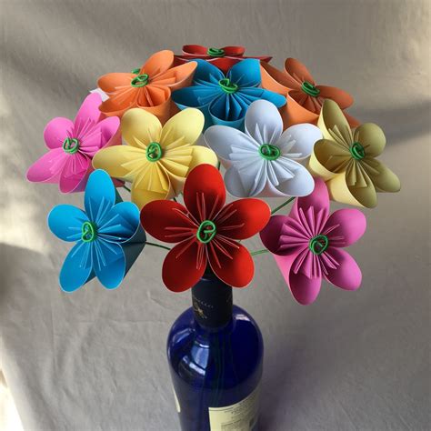 Custom Paper Origami Flower Bouquet Made To Order Etsy Paper Origami Flowers Origami Flower