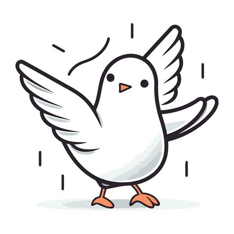 Cute white dove flying. Cartoon doodle vector illustration. 32928569 Vector Art at Vecteezy