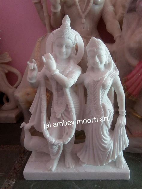 White Hindu Marble Jugal Radha Krishna Statue For Temple Home