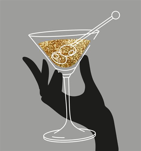 Woman S Hand Holding Glass Of Martini With Olives Flat Illustration