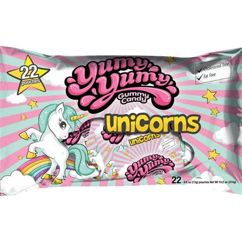 Yumy Yumy Unicorn Gummy Candy Pouches Bag 22pc Party City