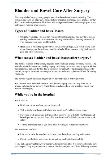 Text Bladder And Bowel Care After Surgery Healthclips Online