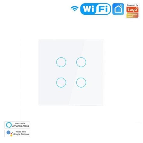 Gang Blanc 4 Interrupteur Mural Wifi Intelligent Avec Panneau En