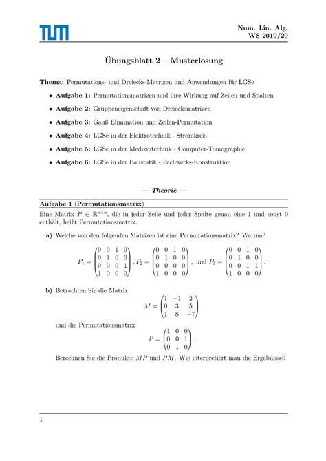 Musterloesung Bungen Mit L Sungen Num Lin Alg Ws