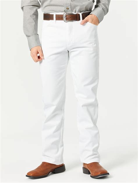 Wrangler 13mwz 4h And Ffa Mens White Denim Jeans Riding Warehouse