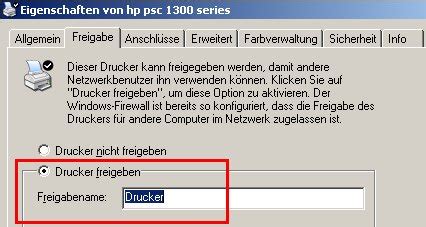 Drucker Freigeben Einrichtung Der Freigabe Eines Druckers Windows Xp