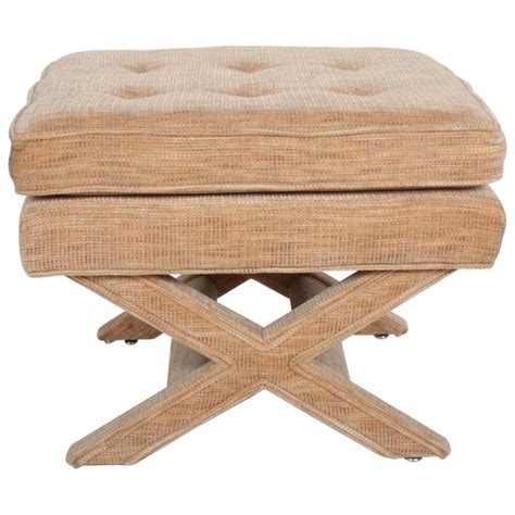 Hollywood Regency Billy Baldwin Style X Base Stool Or Ottoman At