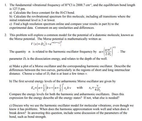 1 The Fundamental Vibrational Frequency Of H3 Cl Is