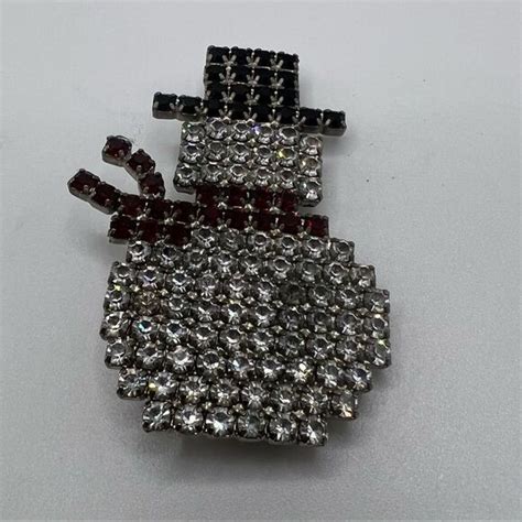 Dorothy Bauer Jewelry Vintage Dorothybauer Rhinestone Snowmanbrooch