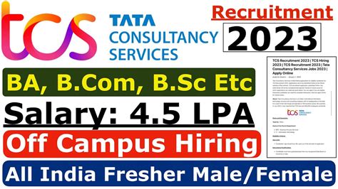 TCS Recruitment 2023 TCS Hiring Freshers Latest Hiring TCS JOBS