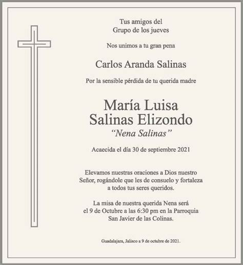 Mar A Luisa Salinas Elizondo Obituario Esquela