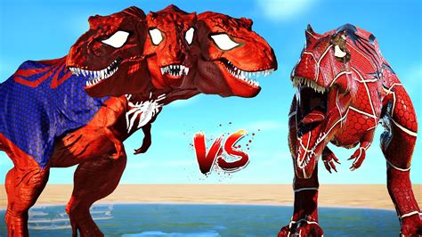 Head Spiderman T Rex Vs All Spider Man Big Carnivore Dinosaurs Fight