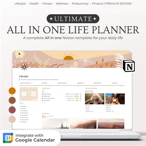 Notion Template Personal Planner Notion Dashboard, All in One Notion Template, Notion Life ...