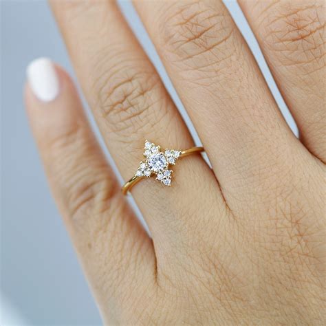 Diamond Engagement Ring Snowflake Ring Unique Engagement Etsy