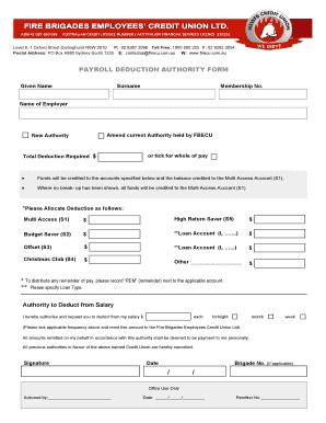 Fillable Online Payroll Deduction Authority Form Assetsfirecucomau