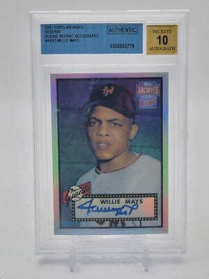 Willie Mays Topps Archives Rookie Reprint Rc Bgs Auto Authentic