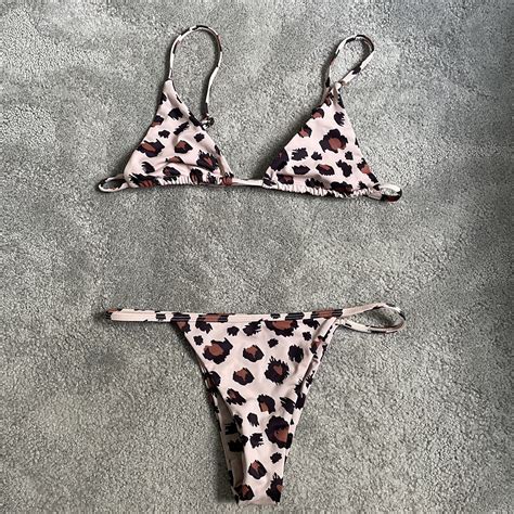 La Hana Swim Leopard Print String Bikini High Cut Gem