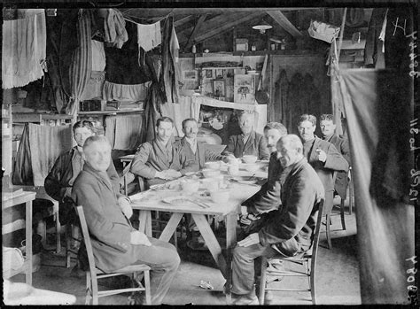 First World War Internees Inside An Internment Hut Douglas Or