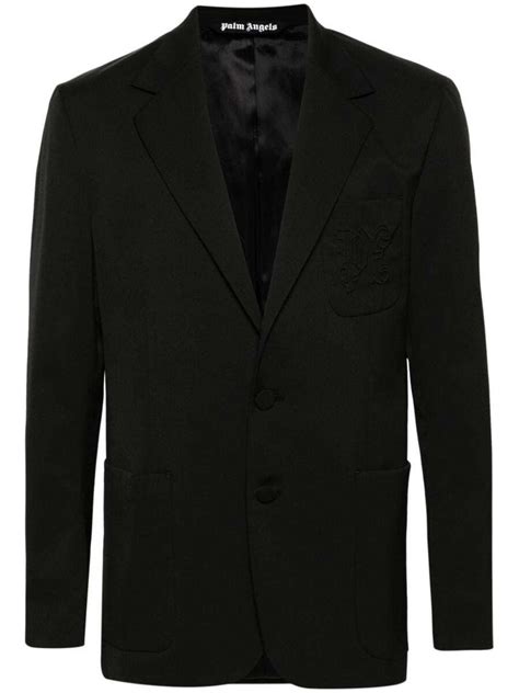 Buy Palm Angels Single Breasted Twill Blazer Black Black At 33 Off