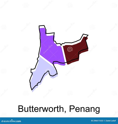 Vector Map City Of Butterworth Penang Design Template High Detailed