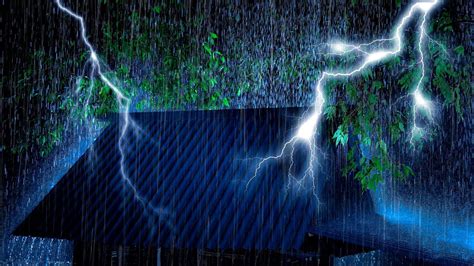 Fall Asleep With Heavy Rainstorm Thunder Sounds Wind Heavy Rain On