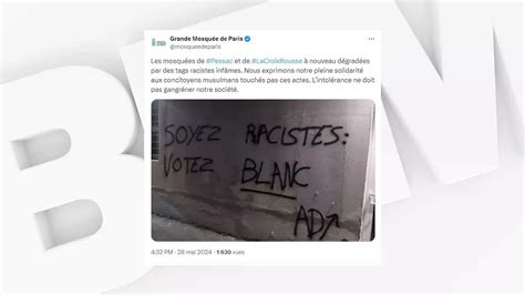 La Mosqu E De Pessac Vis E Par Des Tags Racistes Plusieurs Fois En