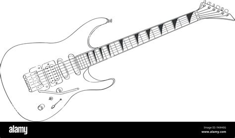 Electric Guitar Drawing On White Line Art Vector Illustration Stock Vector Image And Art Alamy