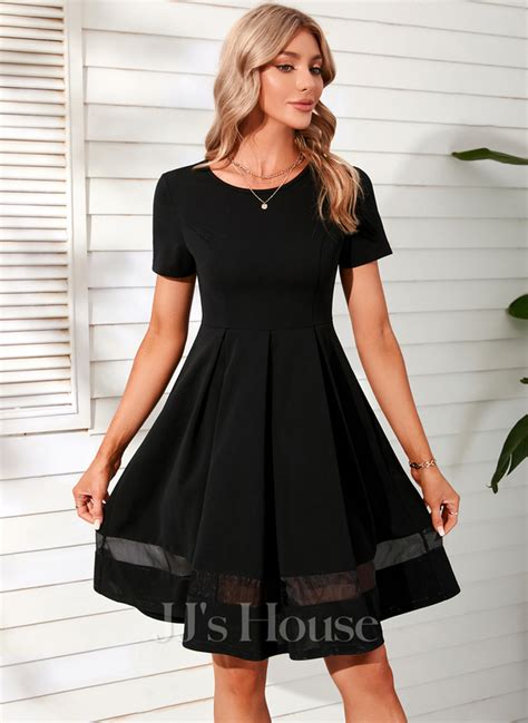 Round Neck Short Sleeves Casual A Line Cotton Blends Mini Dresses 295273234 Jjs House